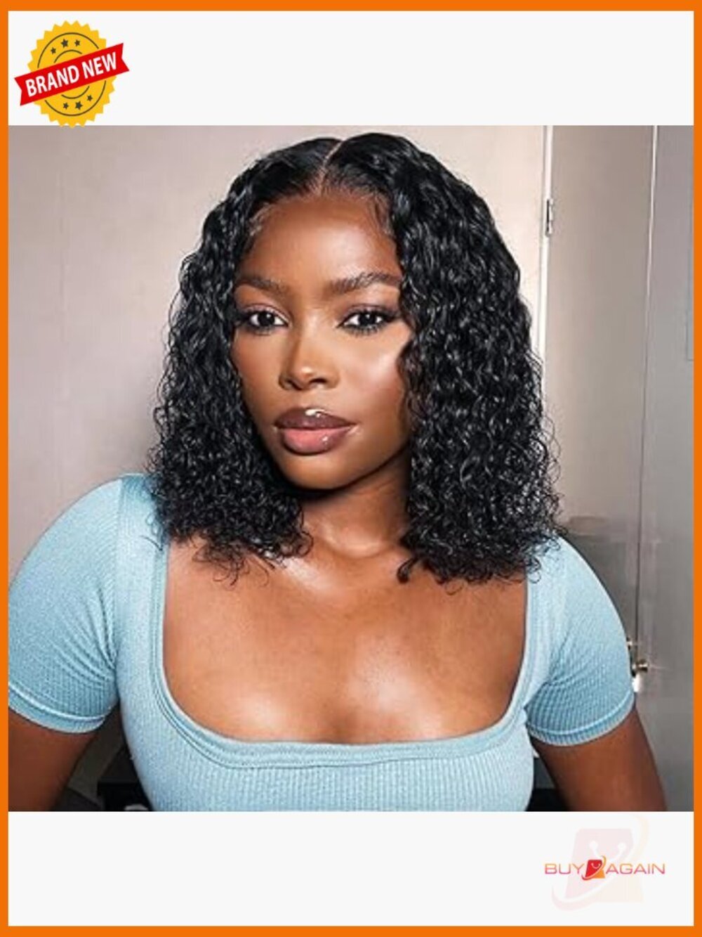 12" Deep Curly Human Hair Lace Front Wig 13x4 Transparent Pre Plucked